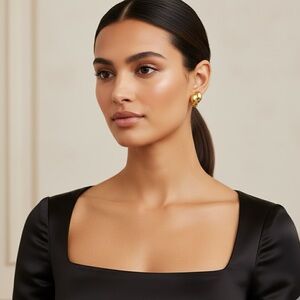 Vintage Christian Dior Gold-Tone Domed Clip-On Earrings